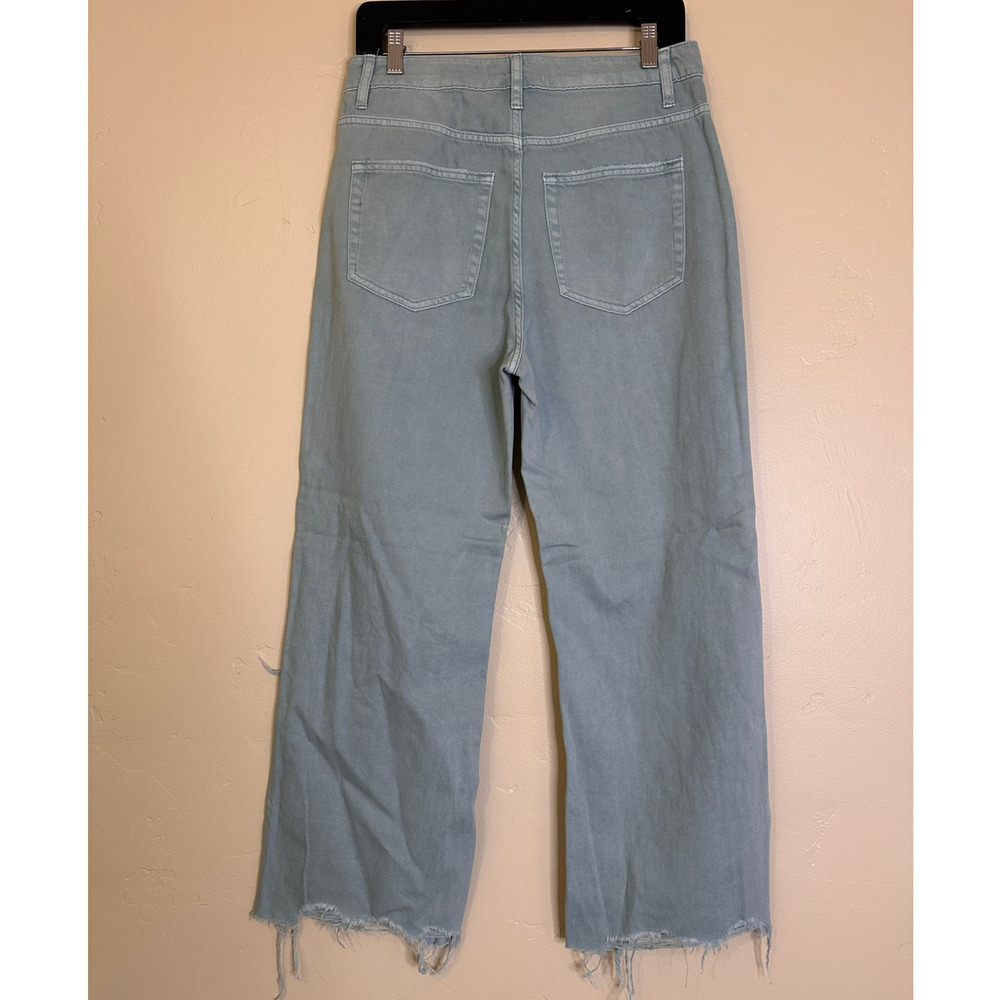 Vervet Mallard Green 90's Vintage Crop Flare Distressed Jeans - Picture 4 of 5